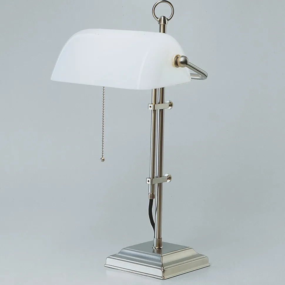 Bankerleuchte W2 aus Nickel matt