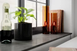 Beistelllampe Rauchglas Metall E27 30 cm hoch in Cognac