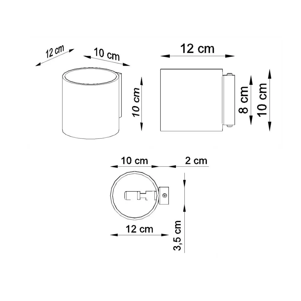 Beton Wandleuchte Up Down rund H: 10 cm klein G9 LED