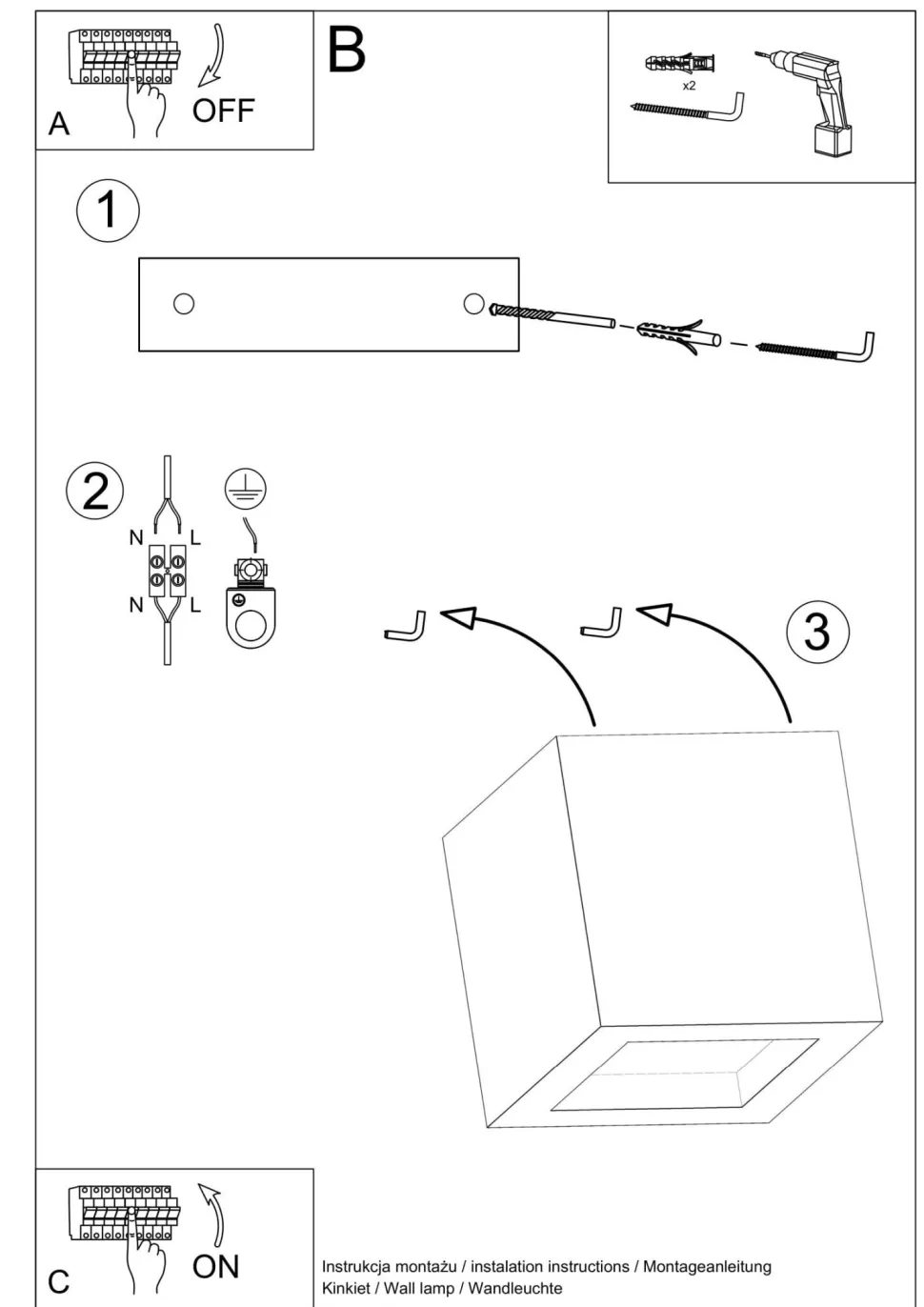 Betonlampe Wand eckig H: 12 cm klein Up Down indirekt