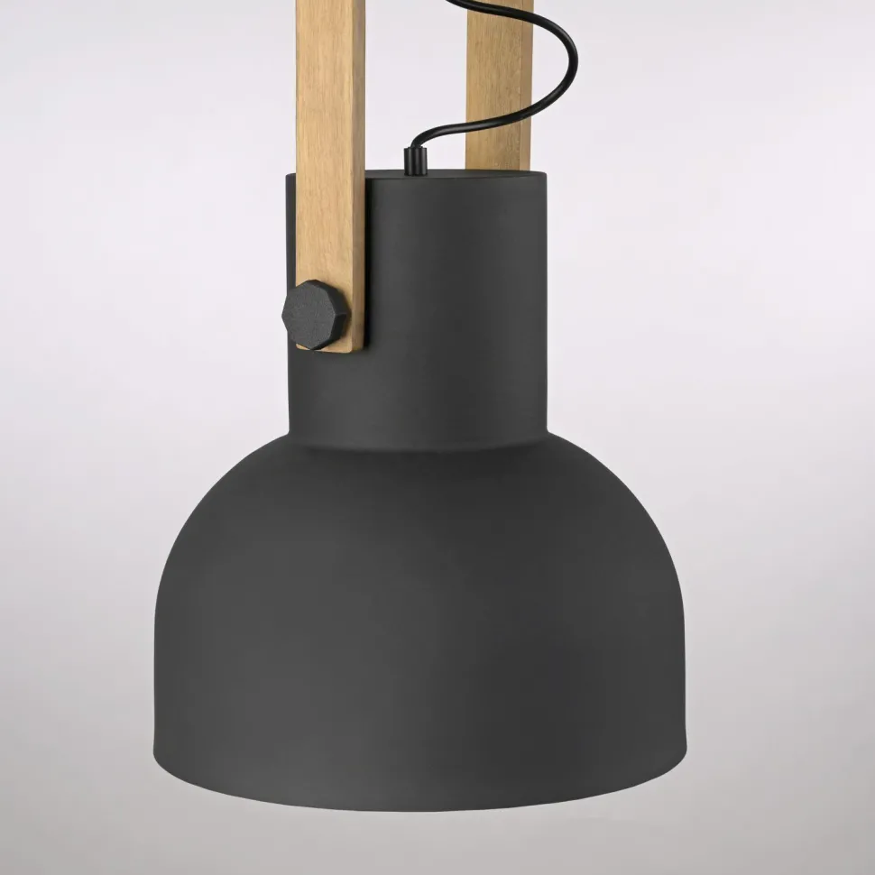 Bewegliche Hängeleuchte Schwarz Holz Metall E27 L:30 cm