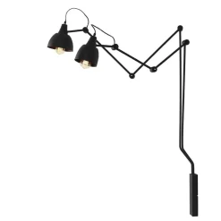 Bewegliche Wandlampe Schwarz Metall T:90 cm 2-flammig