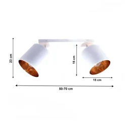Beweglicher Deckenstrahler Weiß Gold E27 2-flmg Stoff