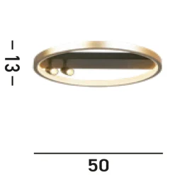 Beweglicher LED Deckenspot in Schwarz Gold rund Ø50 cm