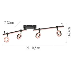 Beweglicher LED Deckenspot Schwarz RGB 114,5 cm dimmbar