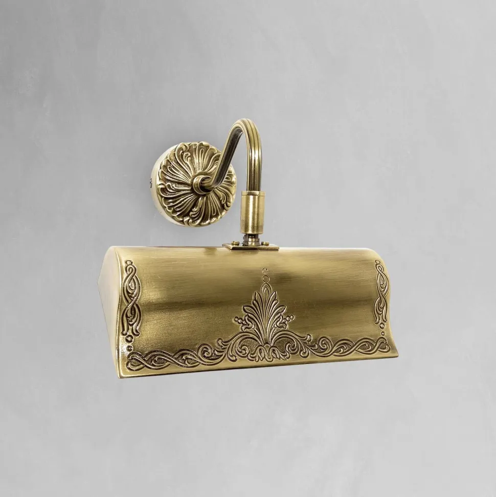 Bilderleuchte Jugendstil B: 19,5 cm in Bronze E14 Messing