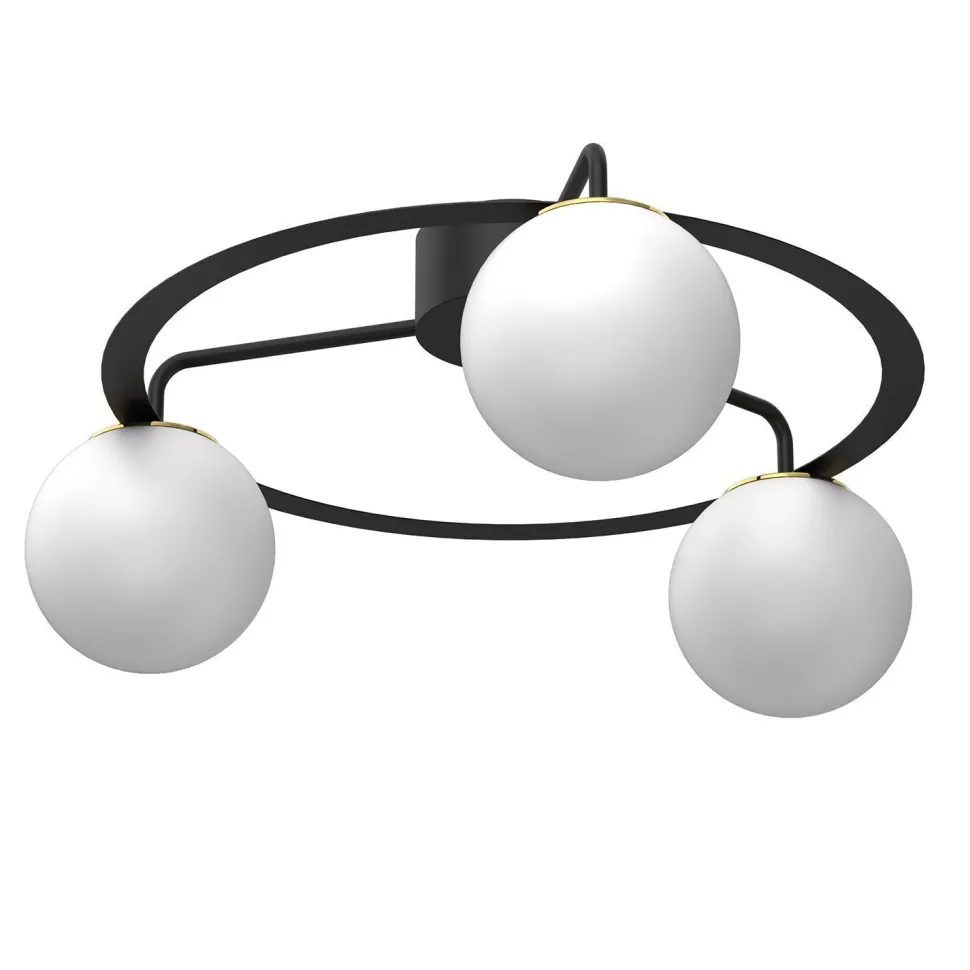 Blendarme Deckenlampe Glas Metall Schwarz Weiß Gold E27