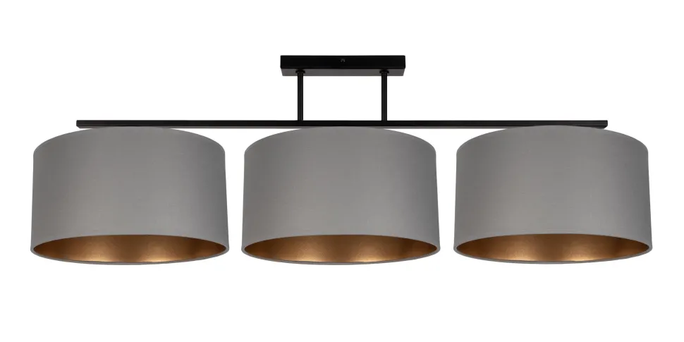 Blendarme Deckenlampe Stoff Graphit Gold E27 3-flammig