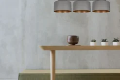 Blendarme Deckenlampe Stoff Graphit Gold E27 3-flammig