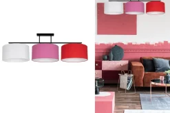 Blendarme Deckenlampe Stoff Weiß Rosa Rot E27 L:100 cm