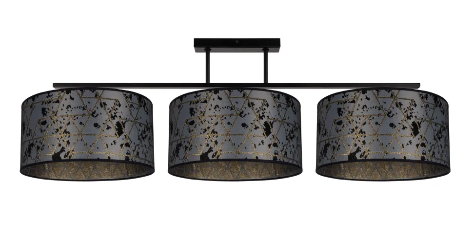 Blendarme Deckenlampe Stoff Graphit Muster E27 3-flmg