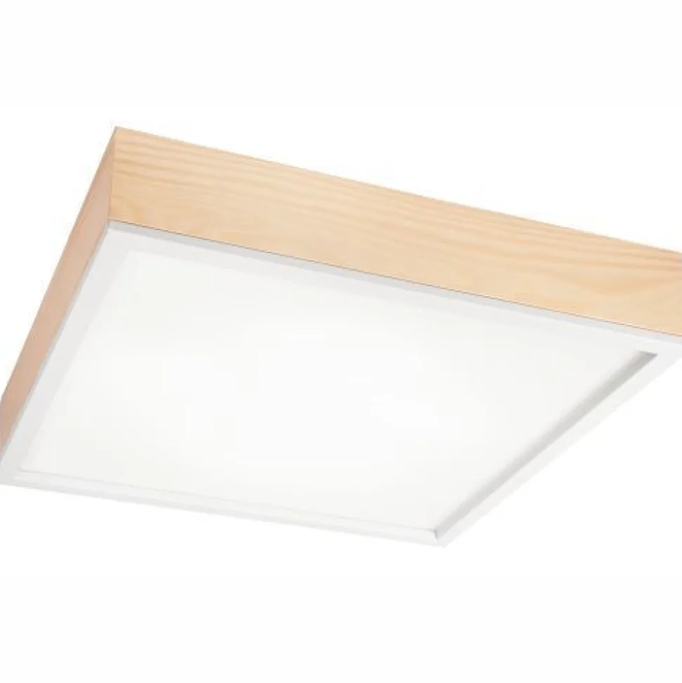 Blendarme Deckenleuchte Glas Holz Pinie E27 L:48 cm