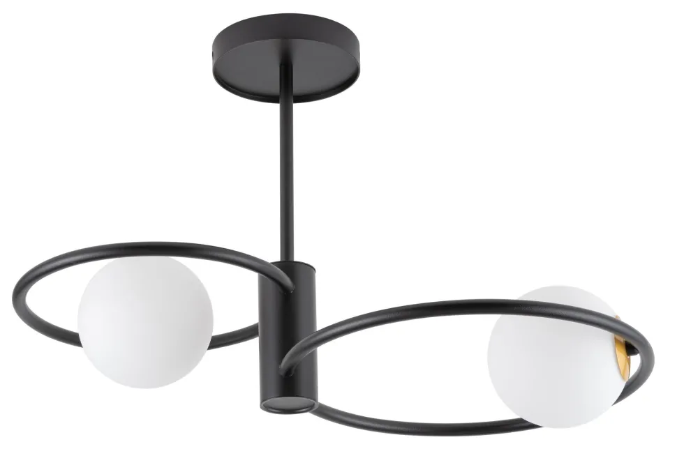 Blendarme Deckenleuchte Glas Schwarz Weiß G9 L:55 cm