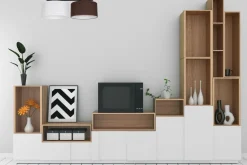 Blendarme Deckenleuchte Stoff Weiß Braun E27 L:70 cm