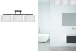 Blendarme Deckenleuchte Stoff Schwarz Weiß E27 3-flmg