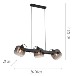 Blendarme Hängelampe Glas Metall E27 90 cm schwenkbar