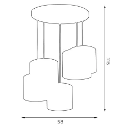Blendarme Hängelampe Schwarz Gold Stoff Metall 5-flmg