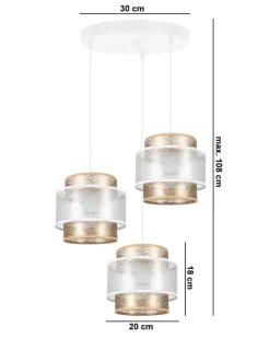 Blendarme Hängelampe Stoffschirme Weiß Gold E27 B:38 cm