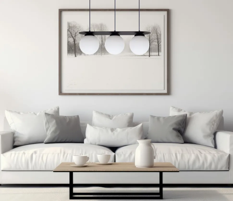 Blendarme Hängeleuchte Glaskugeln E27 3-flmg Schwarz