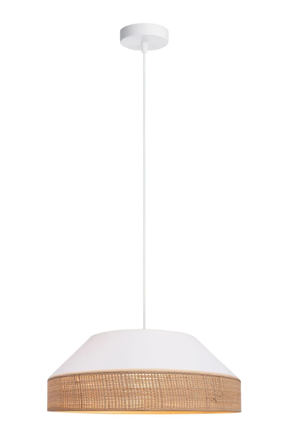 Blendarme Hängeleuchte Stoff Rattan E27 Ø45 cm wohnlich