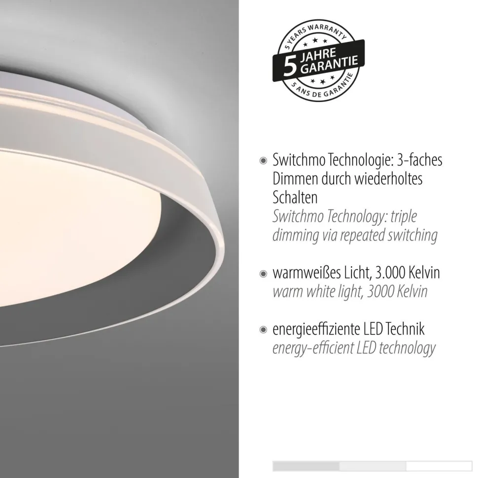 Blendarme LED Deckenlampe Grau Ø43 cm 2630 lm dimmbar