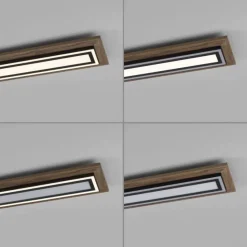 Blendarme LED Deckenleuchte dimmbar Holz 107 cm 5500 lm