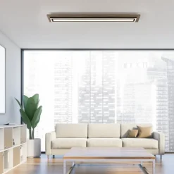 Blendarme LED Deckenleuchte dimmbar Holz 107 cm 5500 lm