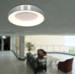 Blendarme LED Deckenleuchte in Silber Weiß Ø30 cm rund