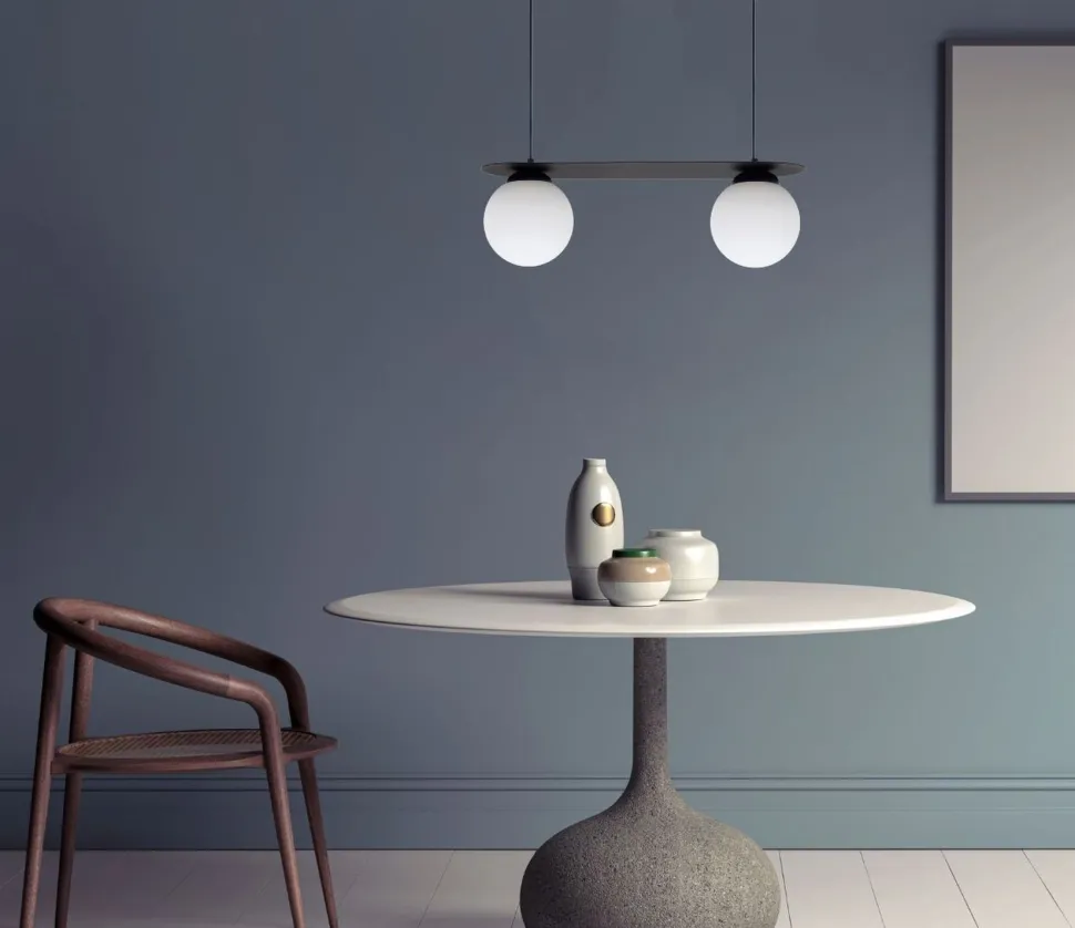 Blendarme Pendelleuchte Glaskugeln E27 2-flmg Schwarz