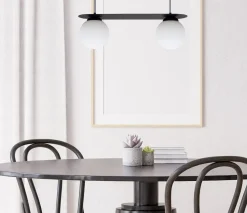 Blendarme Pendelleuchte Glaskugeln E27 2-flmg Schwarz