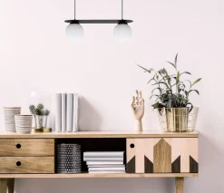 Blendarme Pendelleuchte Glaskugeln E27 2-flmg Schwarz