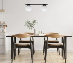 Blendarme Pendelleuchte Glaskugeln E27 2-flmg Schwarz