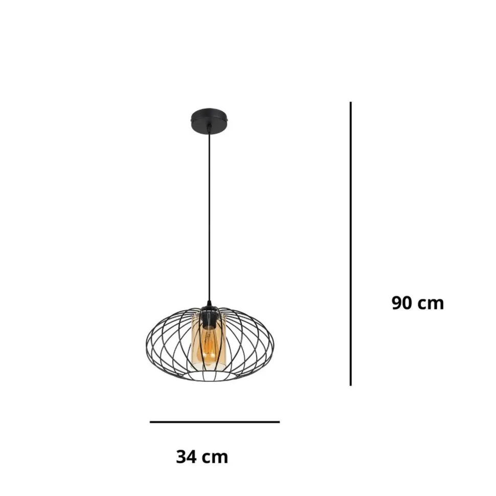 Blendarme Pendelleuchte Schwarz Honig Ø34 cm E27 Retro