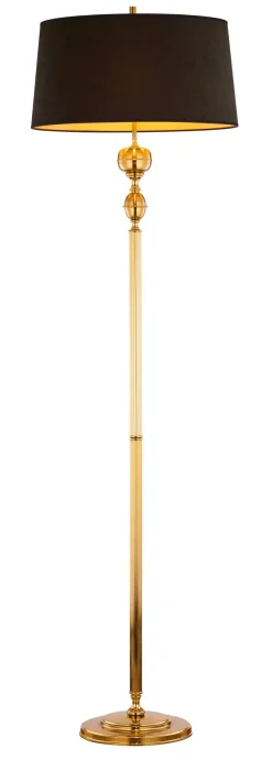 Blendarme Stehlampe Stoff Messing 177 cm in Gold Schwarz
