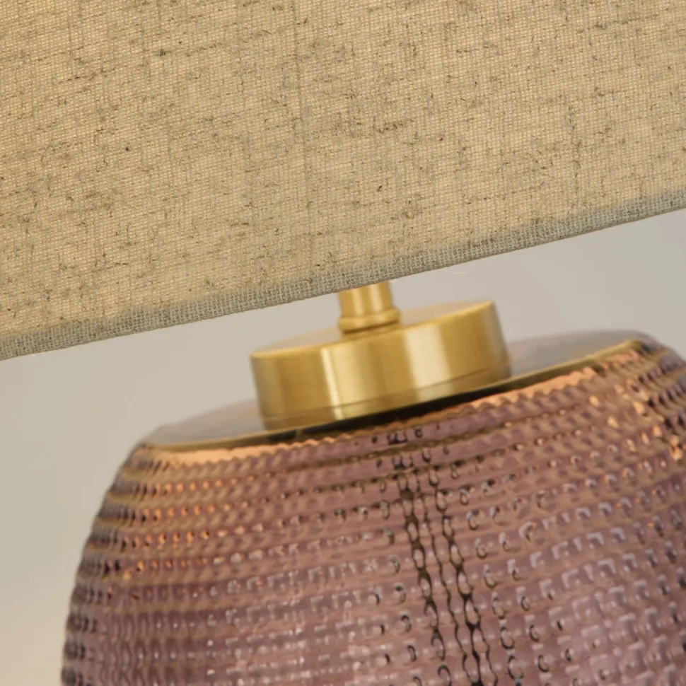 Blendarme Tischlampe Glas Stoff 37 cm Pink Natur E27