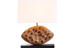 Blendarme Tischlampe Stoff Akazie Kautschuk wohnlich