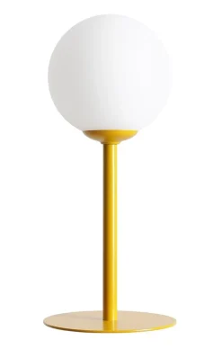 Blendarme Tischleuchte Metall Gelb 35 cm E14 Glas Weiß