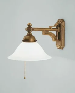 Blendarme Wandlampe Messing Glas E27 Zugschalter