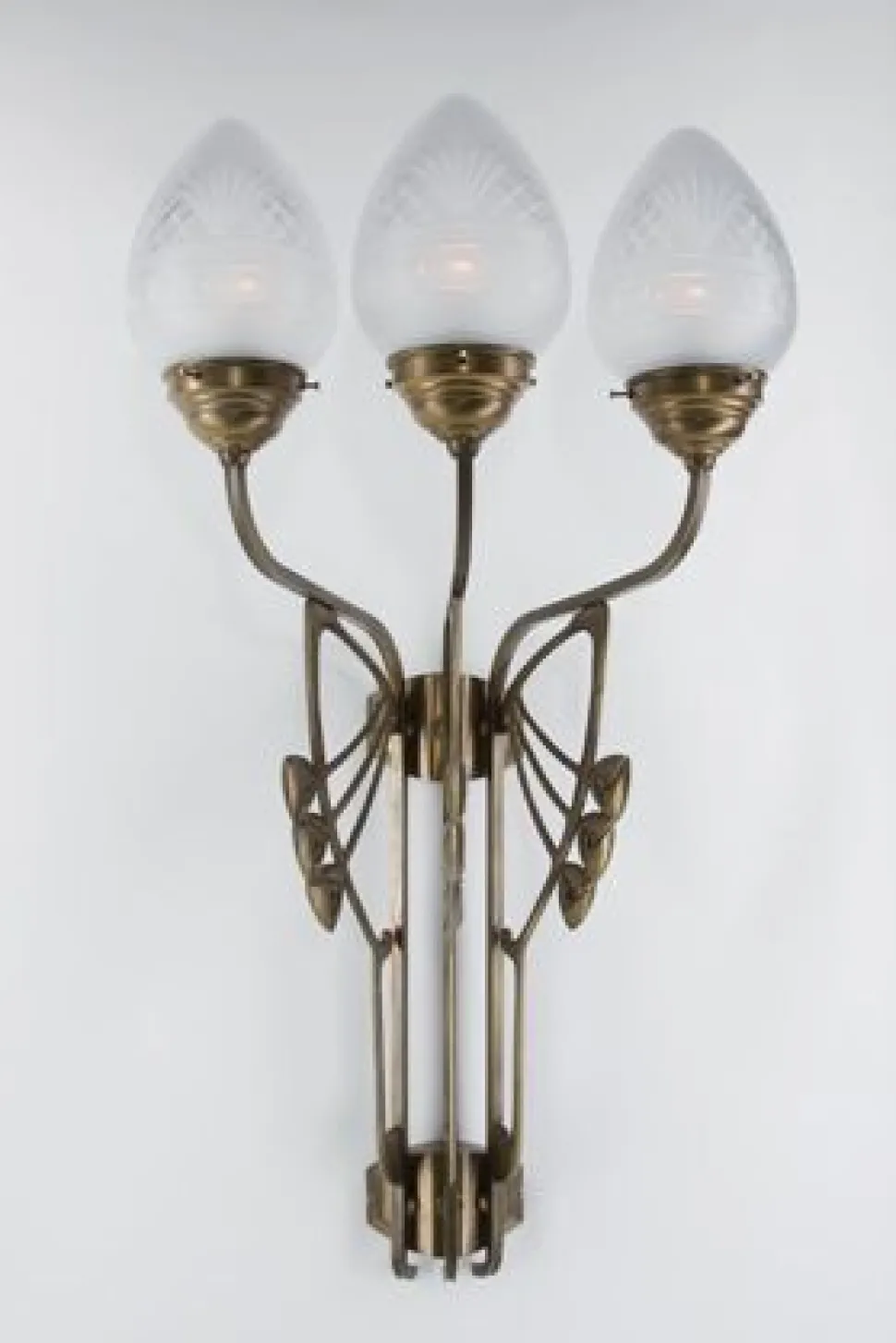 Blendarme Wandleuchte Messing Glas Weiß E27 H:86 cm