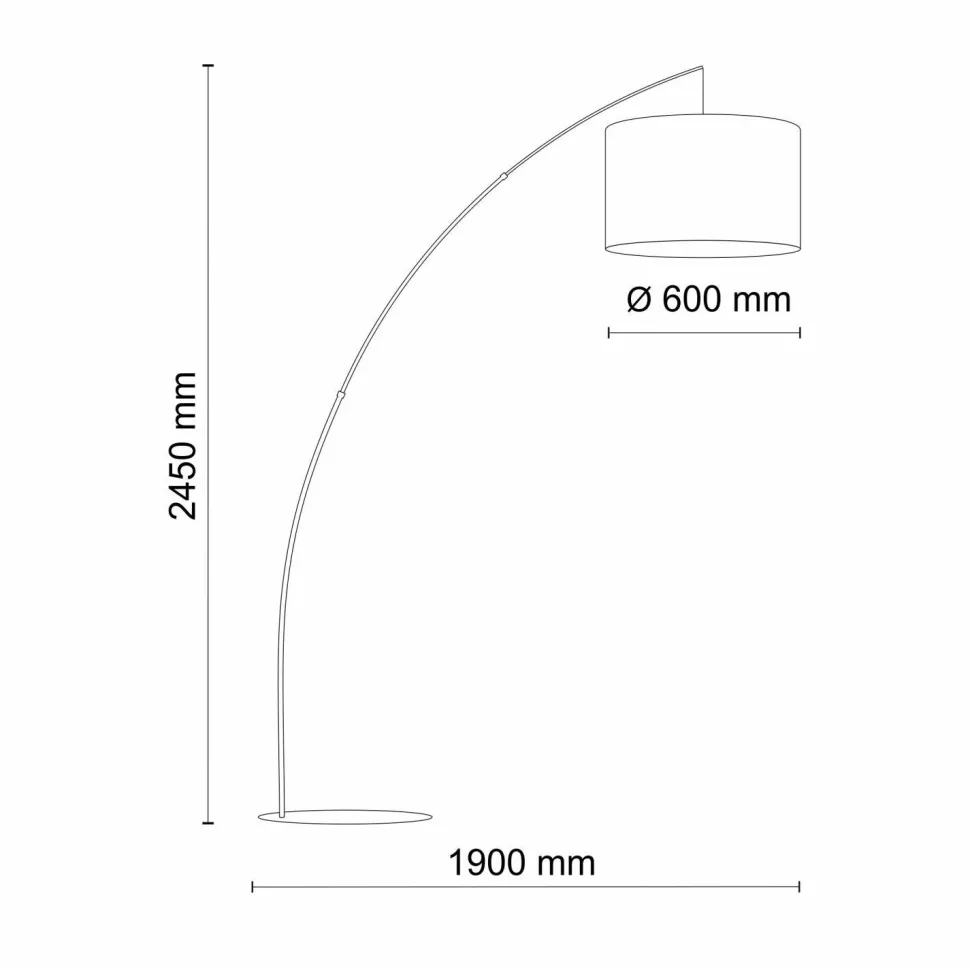Bogenlampe groß Stoff Metall gebogen 245 cm hoch