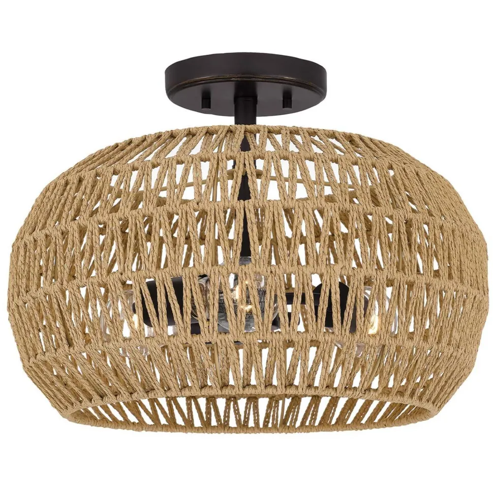 Boho Deckenlampe Seil Metall D: 40,6 cm rund 3x E27 Modern