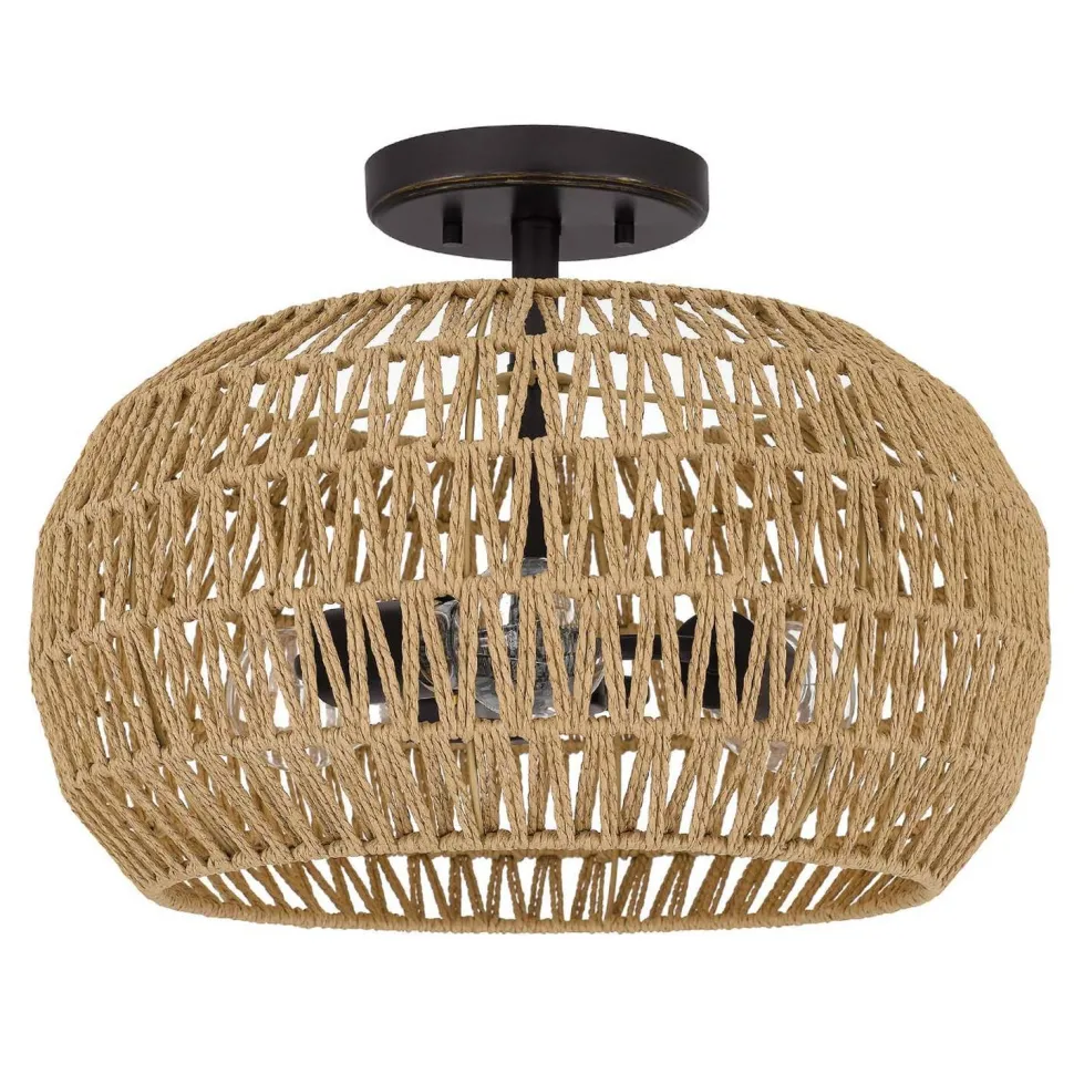 Boho Deckenlampe Seil Metall D: 40,6 cm rund 3x E27 Modern