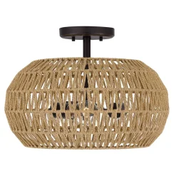 Boho Deckenlampe Seil Metall D: 40,6 cm rund 3x E27 Modern