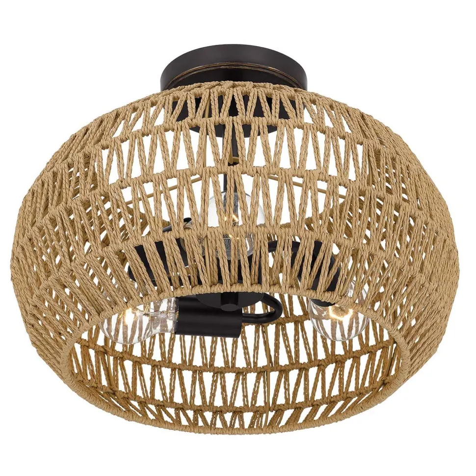Boho Deckenlampe Seil Metall D: 40,6 cm rund 3x E27 Modern