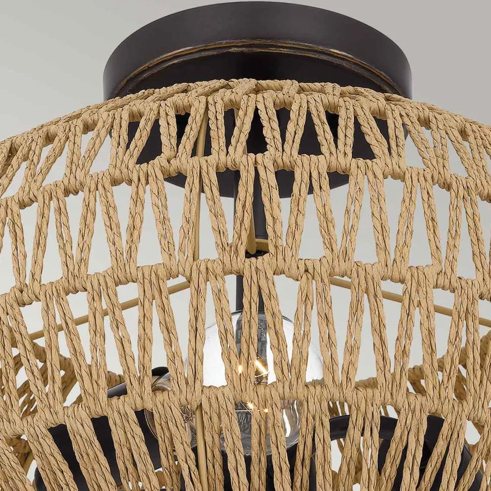 Boho Deckenlampe Seil Metall D: 40,6 cm rund 3x E27 Modern