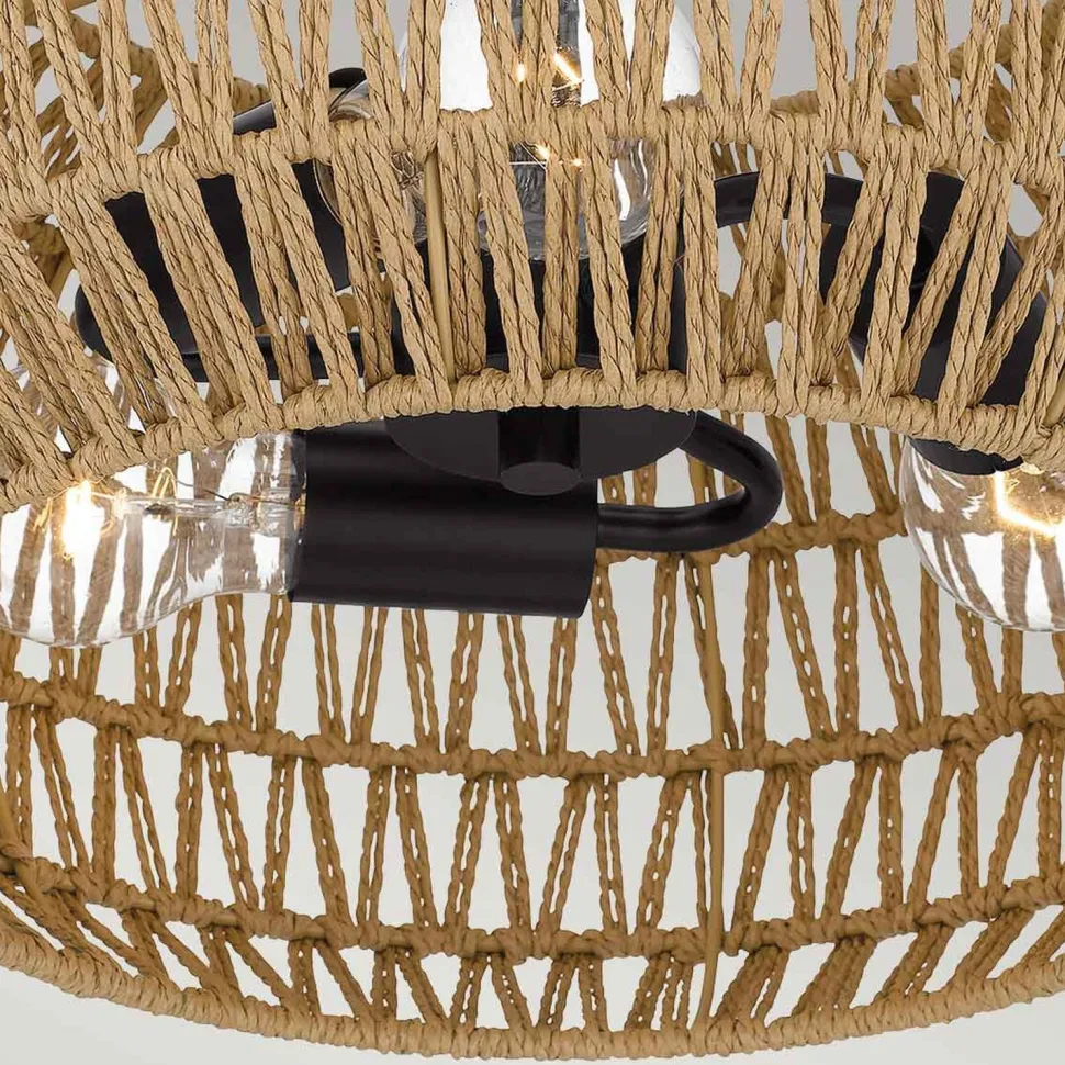 Boho Deckenlampe Seil Metall D: 40,6 cm rund 3x E27 Modern