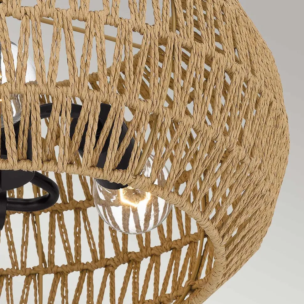 Boho Deckenlampe Seil Metall D: 40,6 cm rund 3x E27 Modern