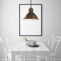 Braune Hängelampe Industrie Design Made in EU