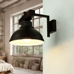 Braune Wandleuchte Echt Holz Metall Made in EU E27