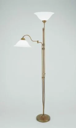 Deckenfluter Berliner Messing Glas mit Leselicht 200 cm